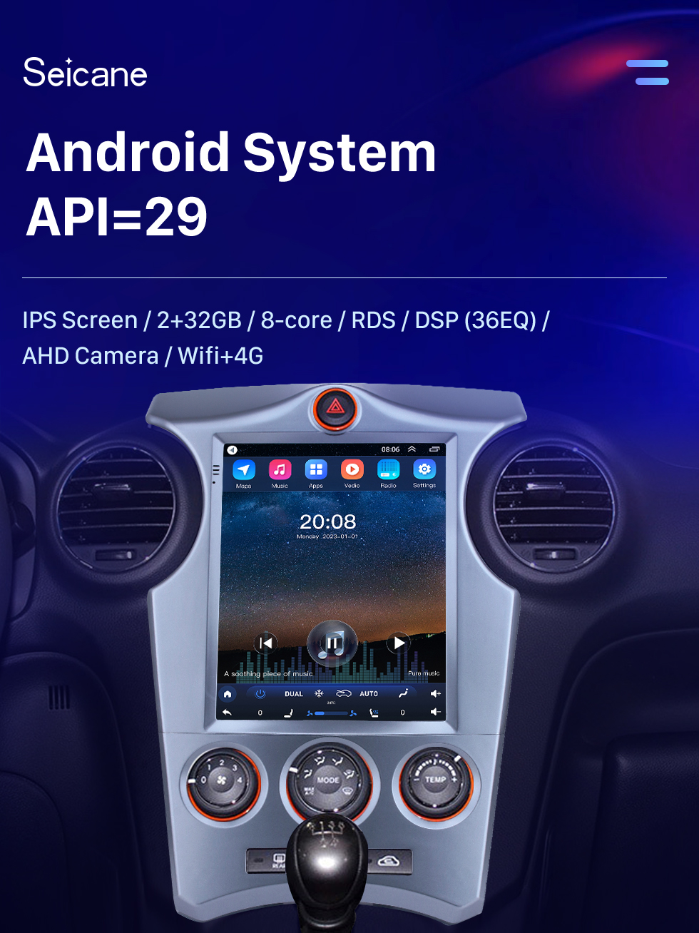 Seicane HD Touchscreen für 2007-2012 Kia Carens Manual A/C Radio Android 10.0 9,7 Zoll GPS Navigationssystem mit Bluetooth USB Unterstützung Digital TV Carplay