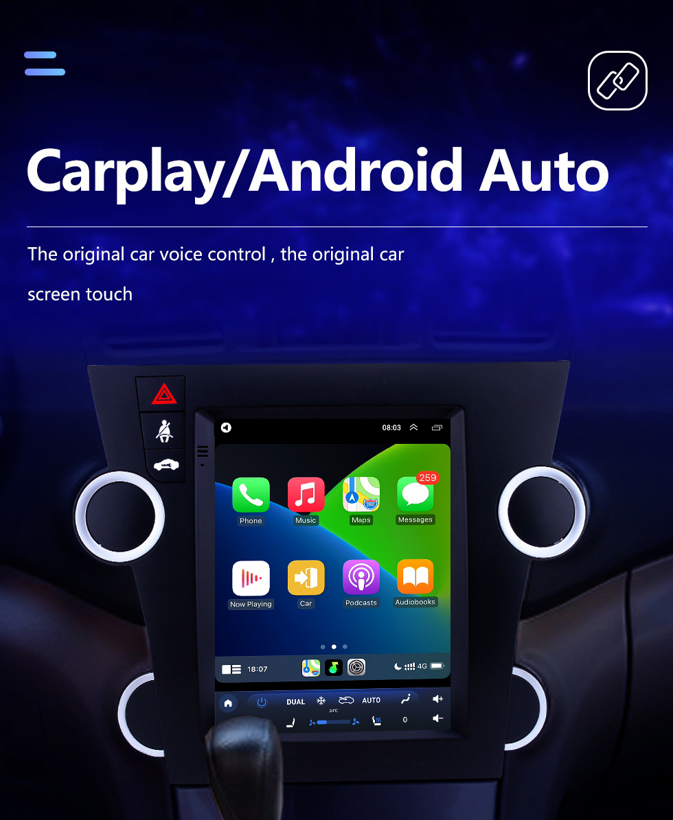 Seicane Android 10.0 9,7-Zoll-GPS-Navigationsradio für 2009-2014 Toyota Highlander mit HD-Touchscreen Bluetooth WIFI AUX-Unterstützung Carplay Mirror Link OBD2