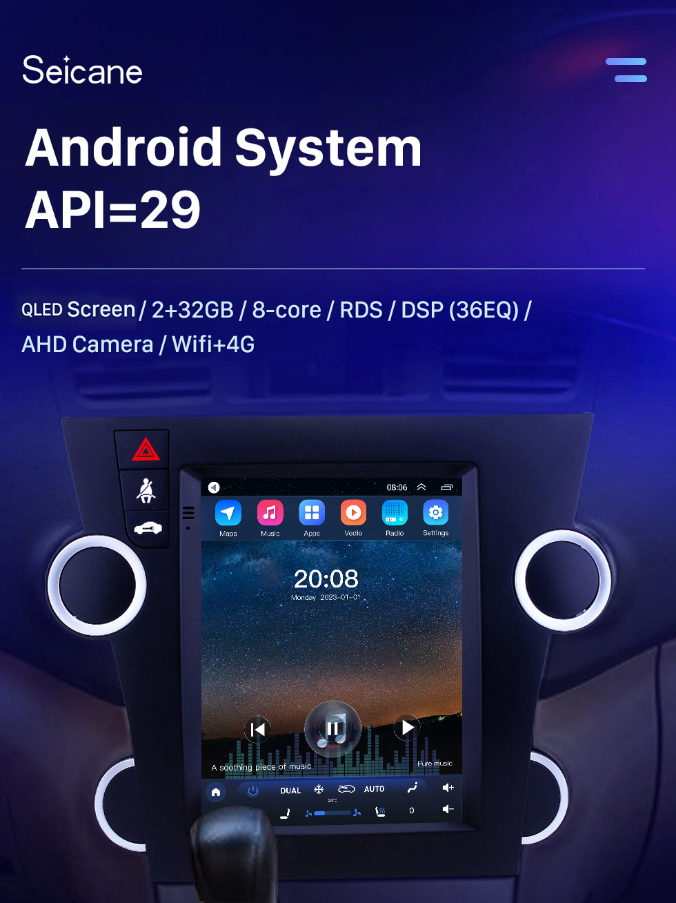 Seicane Android 10.0 9.7 inch GPS Navigation Radio for 2009-2014 Toyota Highlander with HD Touchscreen Bluetooth WIFI AUX support Carplay Mirror Link OBD2 Seicane Android 10.0 9.7 inch GPS Navigation Radio for 2009-2014 Toyota Highlander with HD Touchscreen Bluetooth WIFI AUX support Carplay Mirror Link OBD2