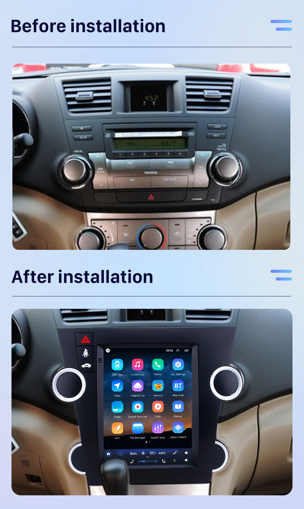 Seicane Android 10.0 9.7 inch GPS Navigation Radio for 2009-2014 Toyota Highlander with HD Touchscreen Bluetooth WIFI AUX support Carplay Mirror Link OBD2 Seicane Android 10.0 9.7 inch GPS Navigation Radio for 2009-2014 Toyota Highlander with HD Touchscreen Bluetooth WIFI AUX support Carplay Mirror Link OBD2