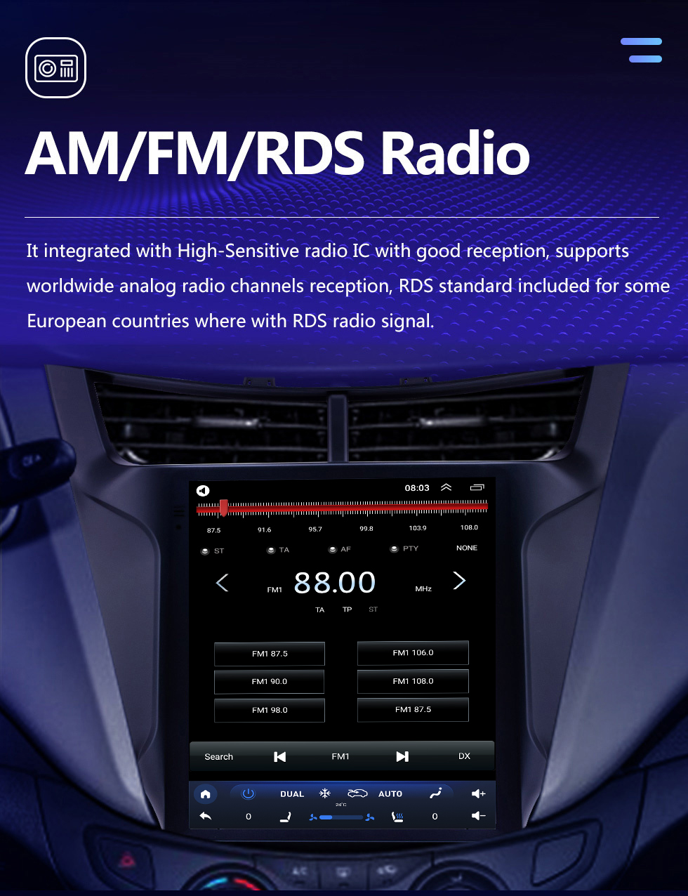 Seicane Android 10.0 Radio de navigation GPS de 9,7 pouces pour Chevy Chevrolet New Sail 2015-2018 avec écran tactile HD Prise en charge Bluetooth WIFI AUX Carplay Mirror Link OBD2