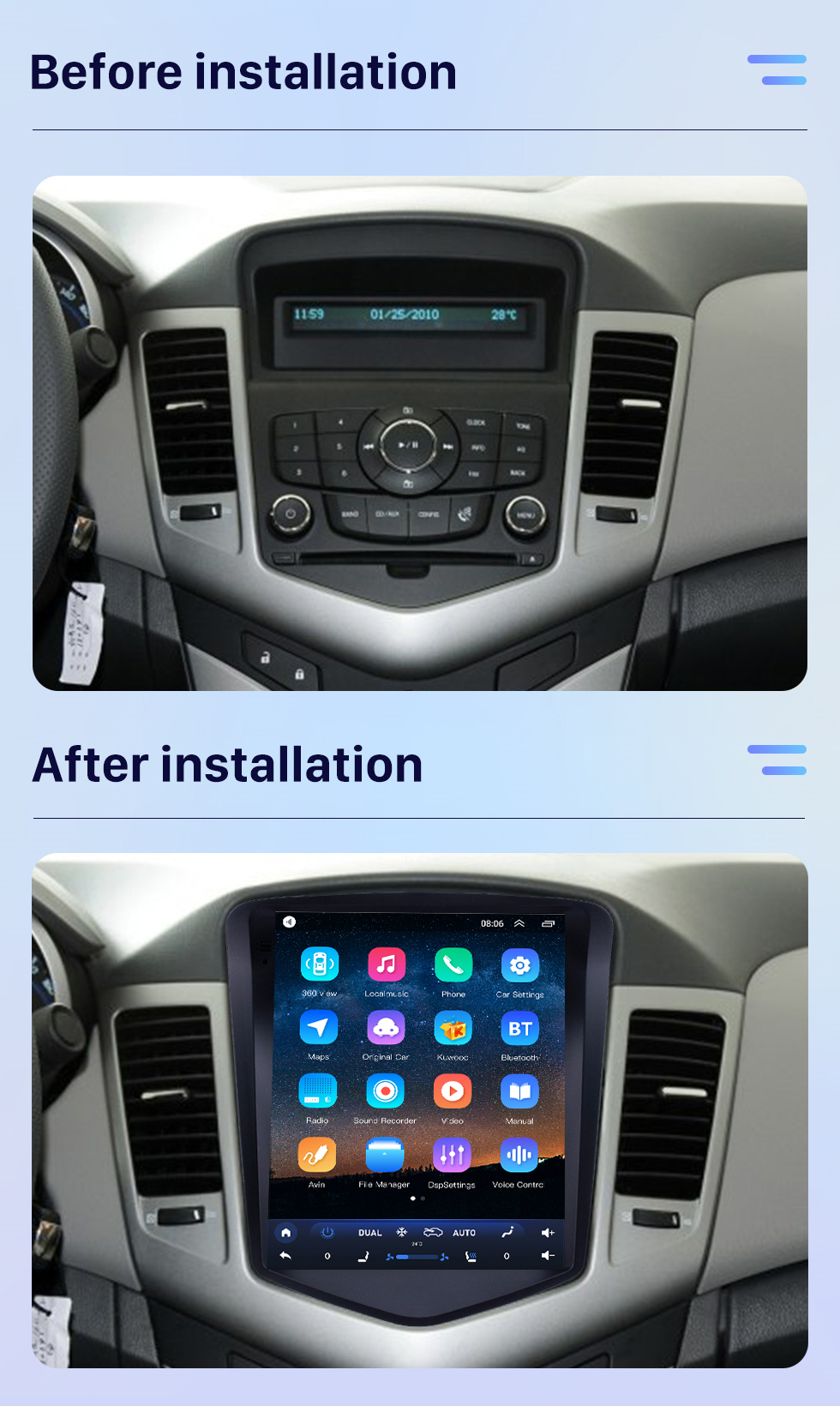 Seicane OEM 9,7 Zoll Android 10.0 für Chevy Chevrolet Classic Cruze 2008-2013 GPS-Navigationsradio mit Touchscreen Bluetooth WIFI-Unterstützung TPMS Carplay Seicane OEM 9,7 Zoll Android 10.0 für Chevy Chevrolet Classic Cruze 2008-2013 GPS-Navigationsradio mit Touchscreen Bluetooth WIFI-Unterstützung TPMS Carplay