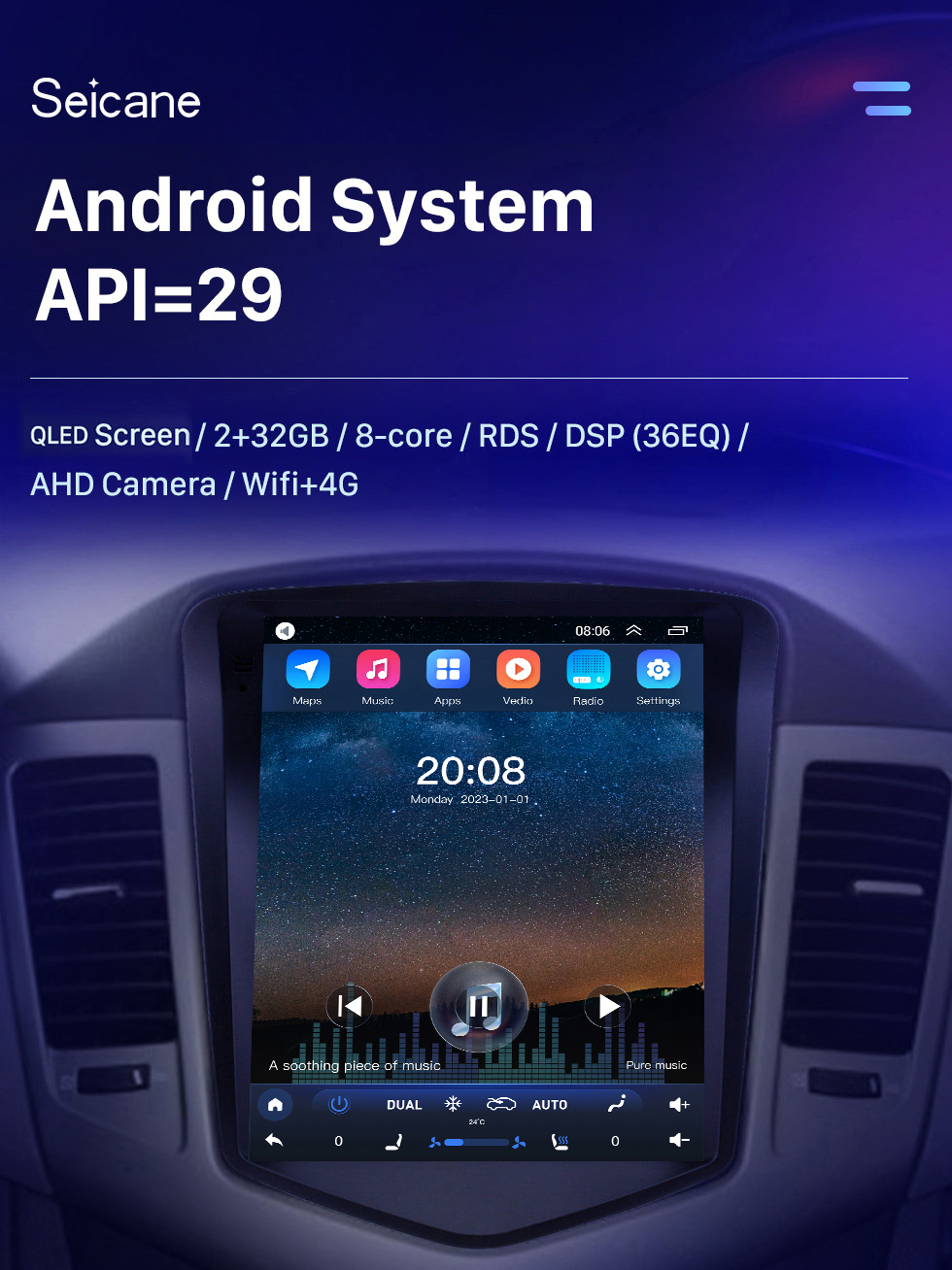 Seicane OEM 9,7 Zoll Android 10.0 für Chevy Chevrolet Classic Cruze 2008-2013 GPS-Navigationsradio mit Touchscreen Bluetooth WIFI-Unterstützung TPMS Carplay Seicane OEM 9,7 Zoll Android 10.0 für Chevy Chevrolet Classic Cruze 2008-2013 GPS-Navigationsradio mit Touchscreen Bluetooth WIFI-Unterstützung TPMS Carplay