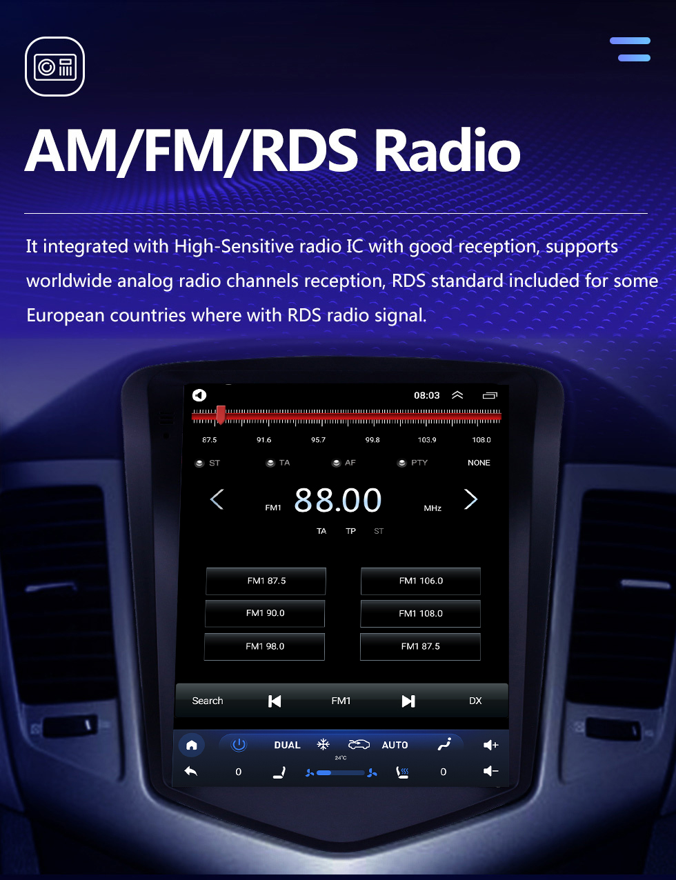 Seicane OEM 9,7 pouces Android 10.0 pour chevy Chevrolet Classic Cruze 2008-2013 Radio de navigation GPS avec écran tactile Bluetooth WIFI prise en charge TPMS Carplay