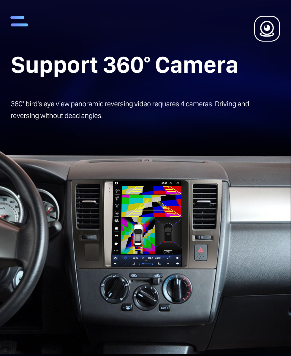 Seicane 2008-2011 Nissan Tiida 9,7-дюймовый Android 10.0 GPS-навигация Радио с сенсорным экраном Bluetooth USB WIFI поддержка Carplay Задняя камера
