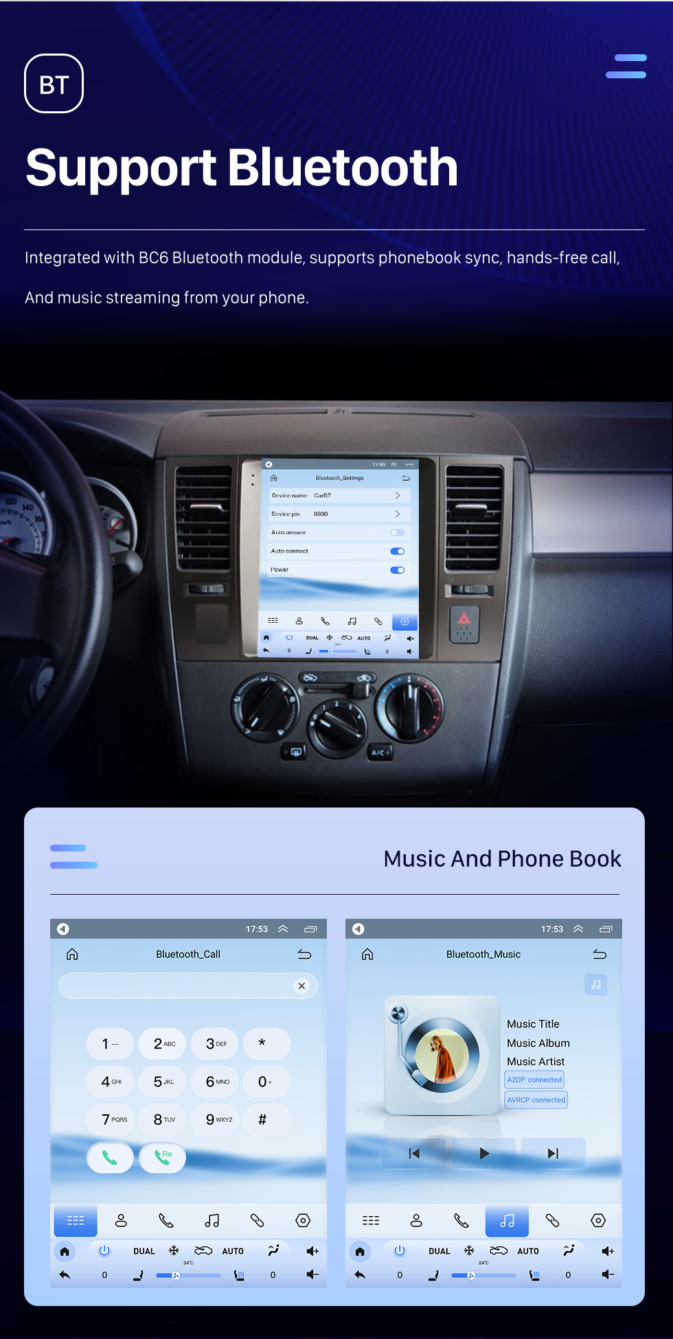 Seicane 2008-2011 Nissan Tiida 9.7 pulgadas Android 10.0 Radio de navegación GPS con pantalla táctil Bluetooth USB WIFI compatible con Carplay Cámara trasera