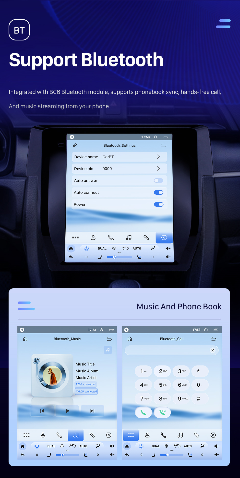 Seicane Écran tactile HD 2016 Honda Civic Android 10.0 9,7 pouces Navigation GPS Radio Bluetooth Prise en charge WIFI Carplay DAB+ Commande au volant