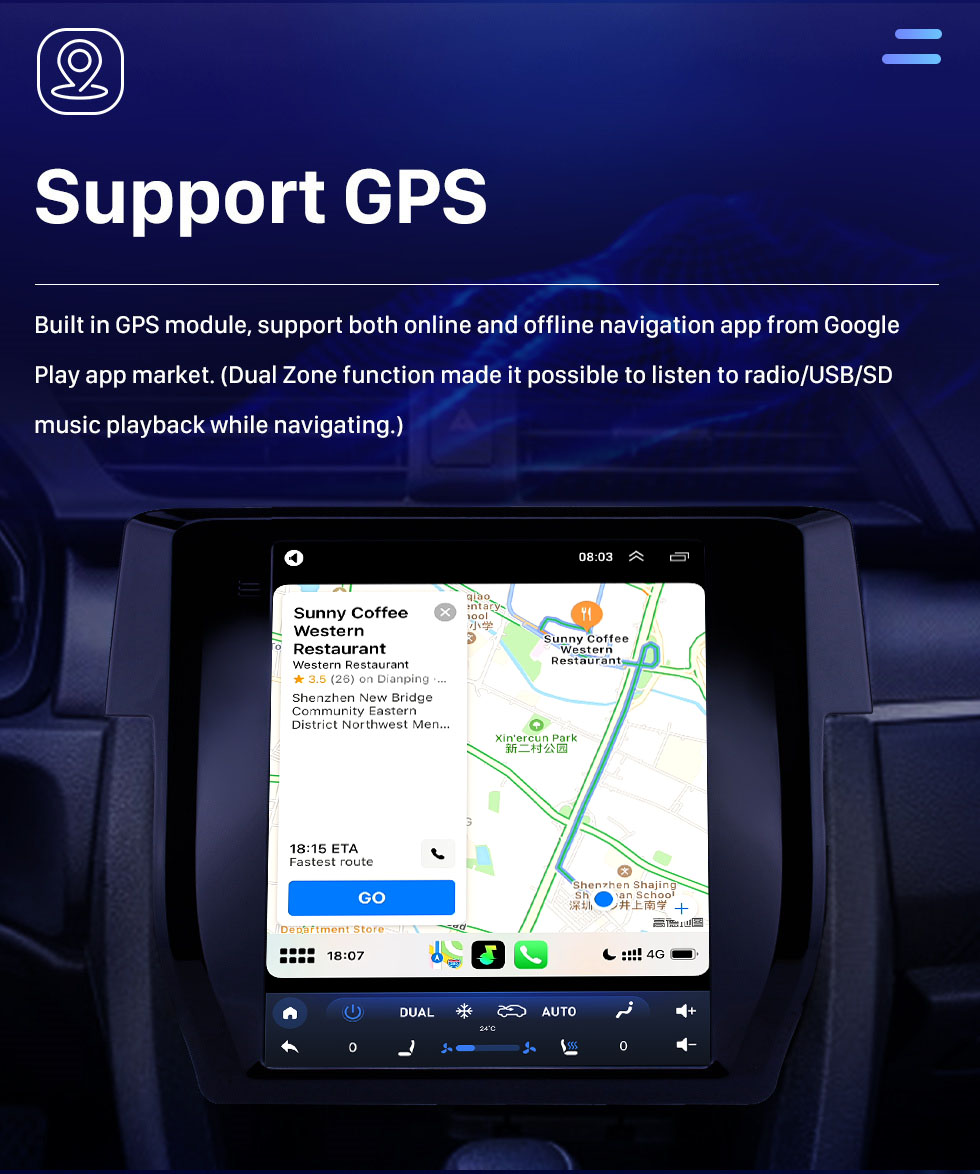 Seicane Сенсорный экран HD 2016 Honda Civic Android 10.0 9,7-дюймовый GPS-навигатор Радио Bluetooth Поддержка WIFI Carplay DAB + Управление на руле Seicane Сенсорный экран HD 2016 Honda Civic Android 10.0 9,7-дюймовый GPS-навигатор Радио Bluetooth Поддержка WIFI Carplay DAB + Управление на руле