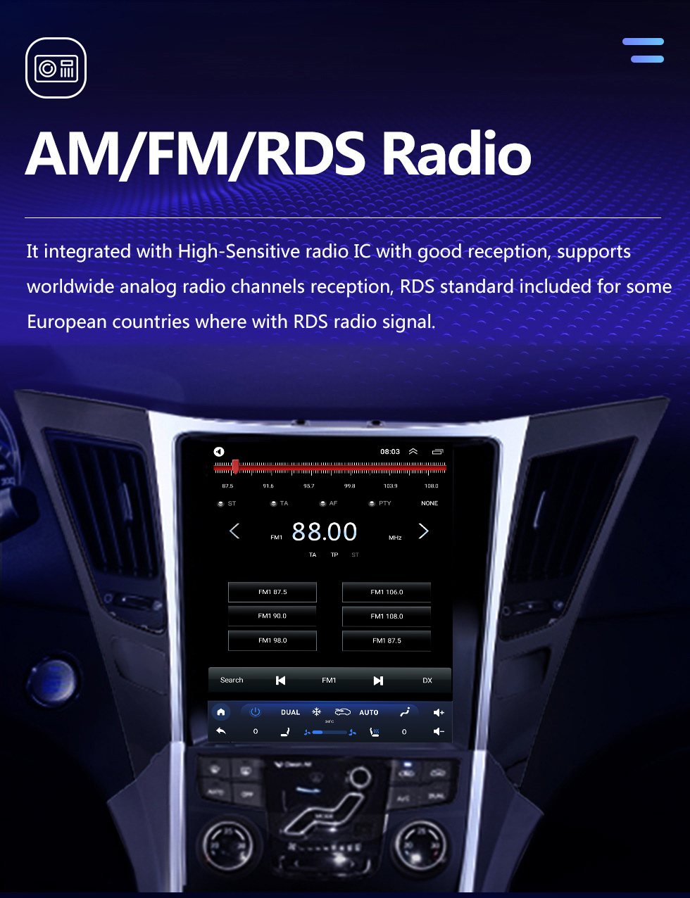Seicane HD Touchscreen 9,7 polegadas Rádio para 2011-2015 Hyundai Sonata com Android 10.0 built-in Carplay GPS de navegação Bluetooth 4G/WIFI suporte DAB + controle de volante