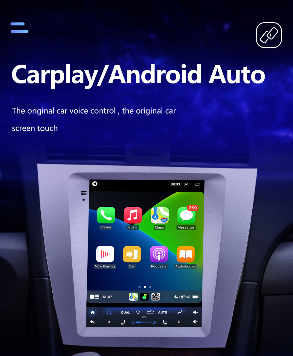 Seicane OEM 9,7 Zoll Android 10.0 2008-2012 Toyota Camry GPS Navigationsradio mit HD Touchscreen Bluetooth WIFI Unterstützung TPMS Carplay DAB+