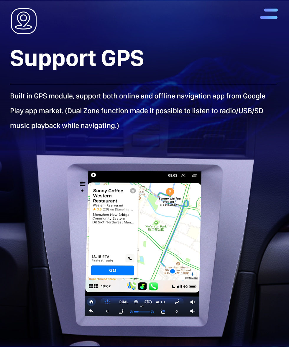 Seicane OEM 9.7 polegadas Android 10.0 2008-2012 Toyota Camry GPS Navegação Rádio com HD Touchscreen Bluetooth WIFI suporte TPMS Carplay DAB +