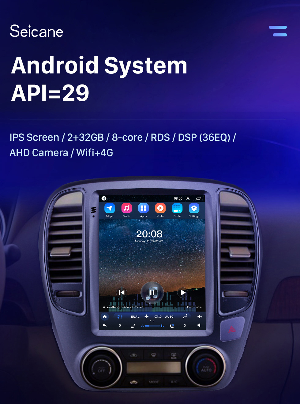 Seicane 2006-2012 Nissan Sylphy 9,7-дюймовый Android 10.0 GPS-навигация Радио с сенсорным экраном Bluetooth USB WIFI поддержка Carplay Задняя камера