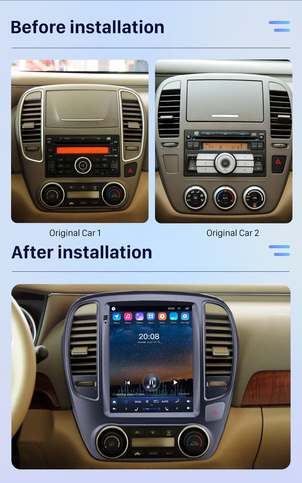 Seicane 2006-2012 Nissan Sylphy 9,7 pouces Android 10.0 Radio de navigation GPS avec écran tactile Bluetooth USB WIFI prise en charge Carplay Caméra arrière