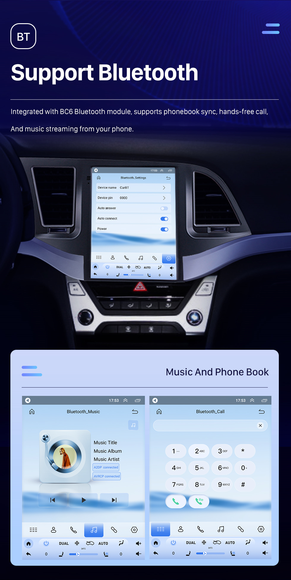 Seicane Écran tactile HD 2016 Hyundai Elantra Android 10.0 9,7 pouces Navigation GPS Radio Bluetooth Prise en charge WIFI Commande au volant Carplay