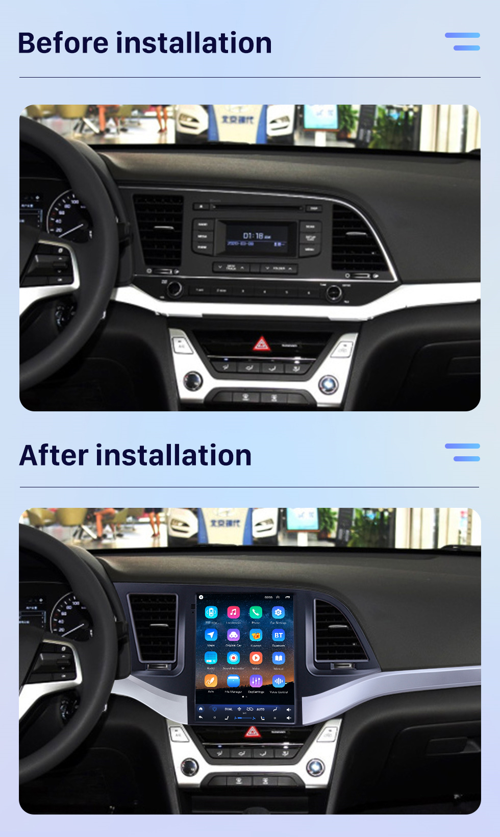 Seicane Android 10.0 9,7 Zoll für 2016 Hyundai Elantra Radio mit HD Touchscreen GPS Navigationssystem Bluetooth Unterstützung Carplay TPMS