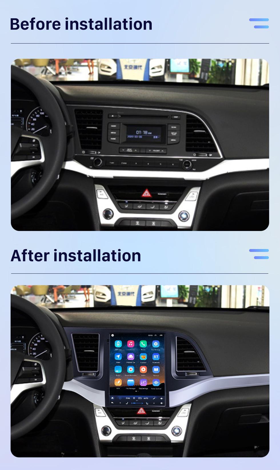 Seicane Android 10.0 9,7-дюймовый для 2016 Hyundai Elantra Radio с сенсорным экраном HD Система GPS-навигации Поддержка Bluetooth Carplay TPMS Seicane Android 10.0 9,7-дюймовый для 2016 Hyundai Elantra Radio с сенсорным экраном HD Система GPS-навигации Поддержка Bluetooth Carplay TPMS