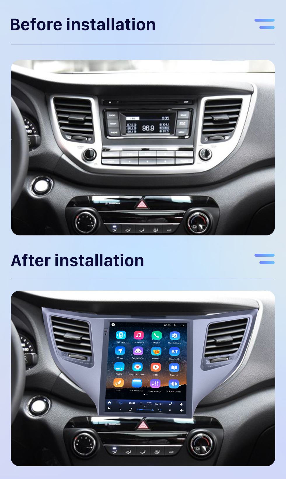 Seicane 2015 Hyundai Tucson 9,7-дюймовый Android 10.0 GPS-навигация Радио с сенсорным экраном HD Bluetooth WIFI Поддержка Carplay Задняя камера