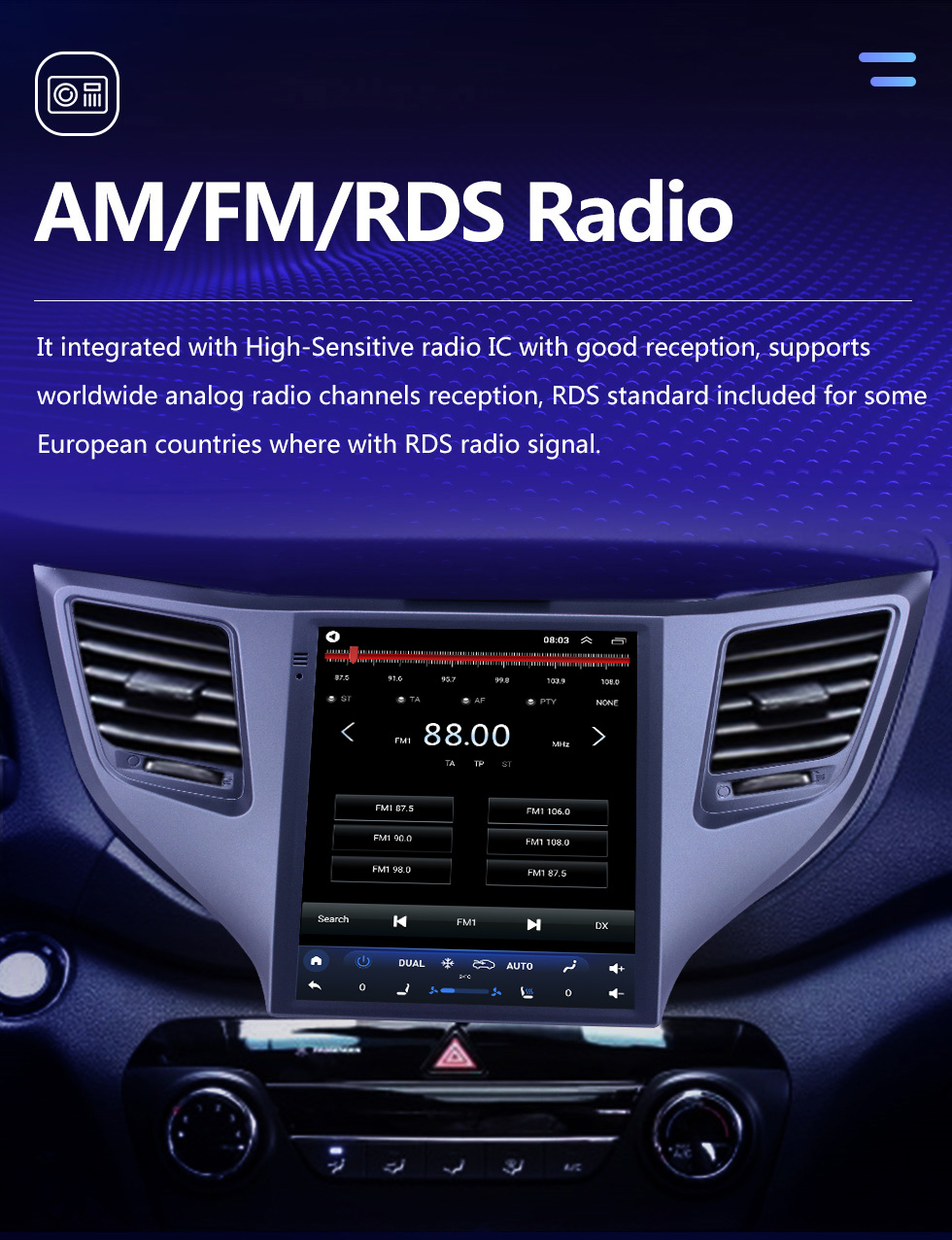 Seicane 2015 Hyundai Tucson 9.7 pulgadas Android 10.0 Radio de navegación GPS con pantalla táctil HD Bluetooth WIFI compatible con Carplay Cámara trasera
