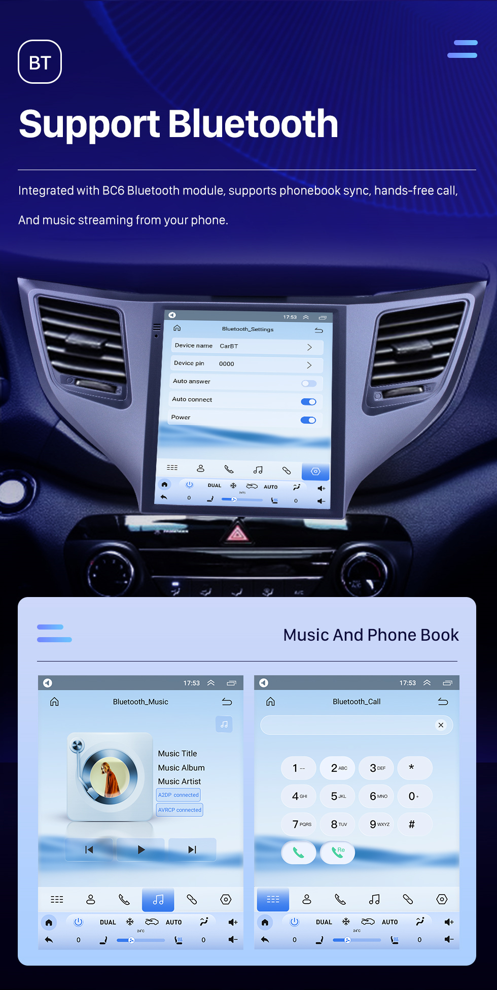 Seicane 2015 Hyundai Tucson 9,7 pouces Android 10.0 Radio de navigation GPS avec écran tactile HD Prise en charge Bluetooth WIFI Carplay Caméra arrière