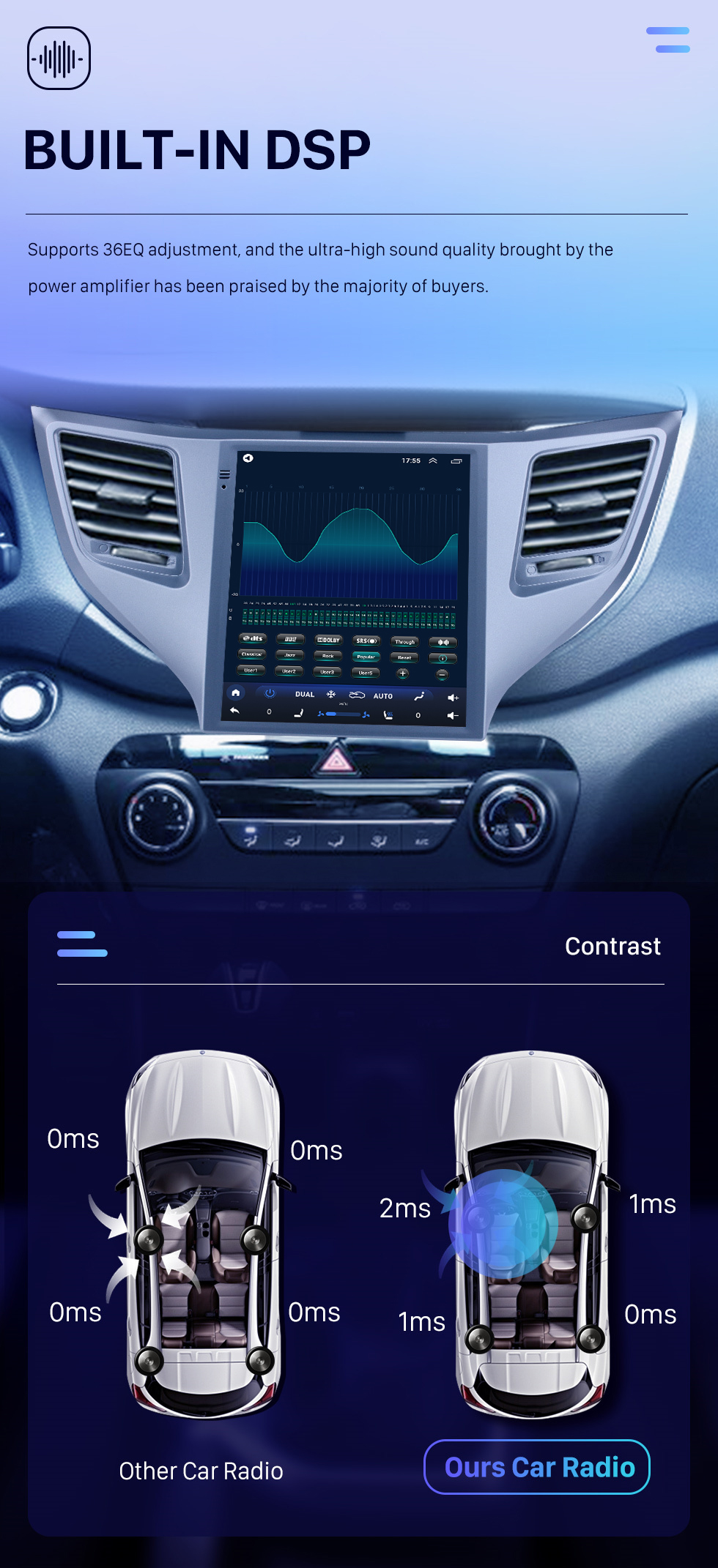 Seicane 2015 Hyundai Tucson 9,7 pouces Android 10.0 Radio de navigation GPS avec écran tactile HD Prise en charge Bluetooth WIFI Carplay Caméra arrière