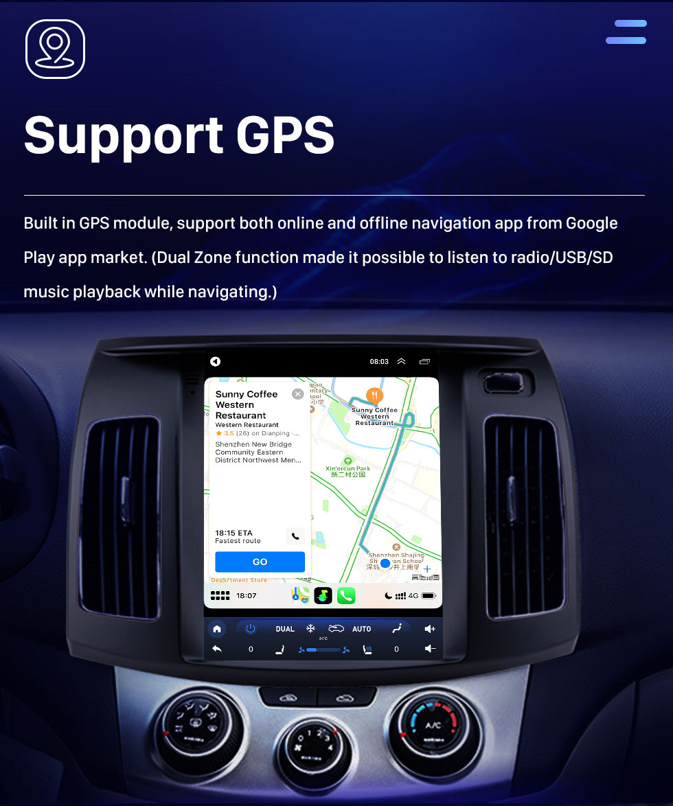 Seicane Écran tactile HD pour 2011-2016 Hyundai Elantra Radio Android 10.0 Système de navigation GPS de 9,7 pouces avec prise en charge Bluetooth USB TV numérique Carplay