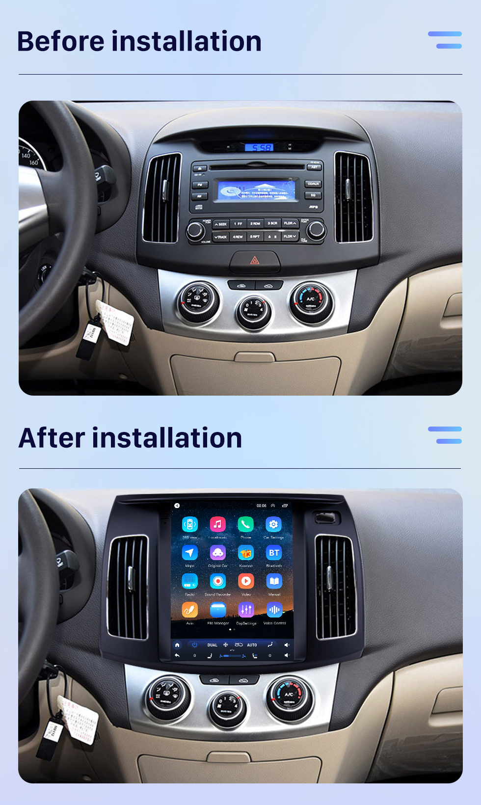 Seicane Écran tactile HD pour 2011-2016 Hyundai Elantra Radio Android 10.0 Système de navigation GPS de 9,7 pouces avec prise en charge Bluetooth USB TV numérique Carplay