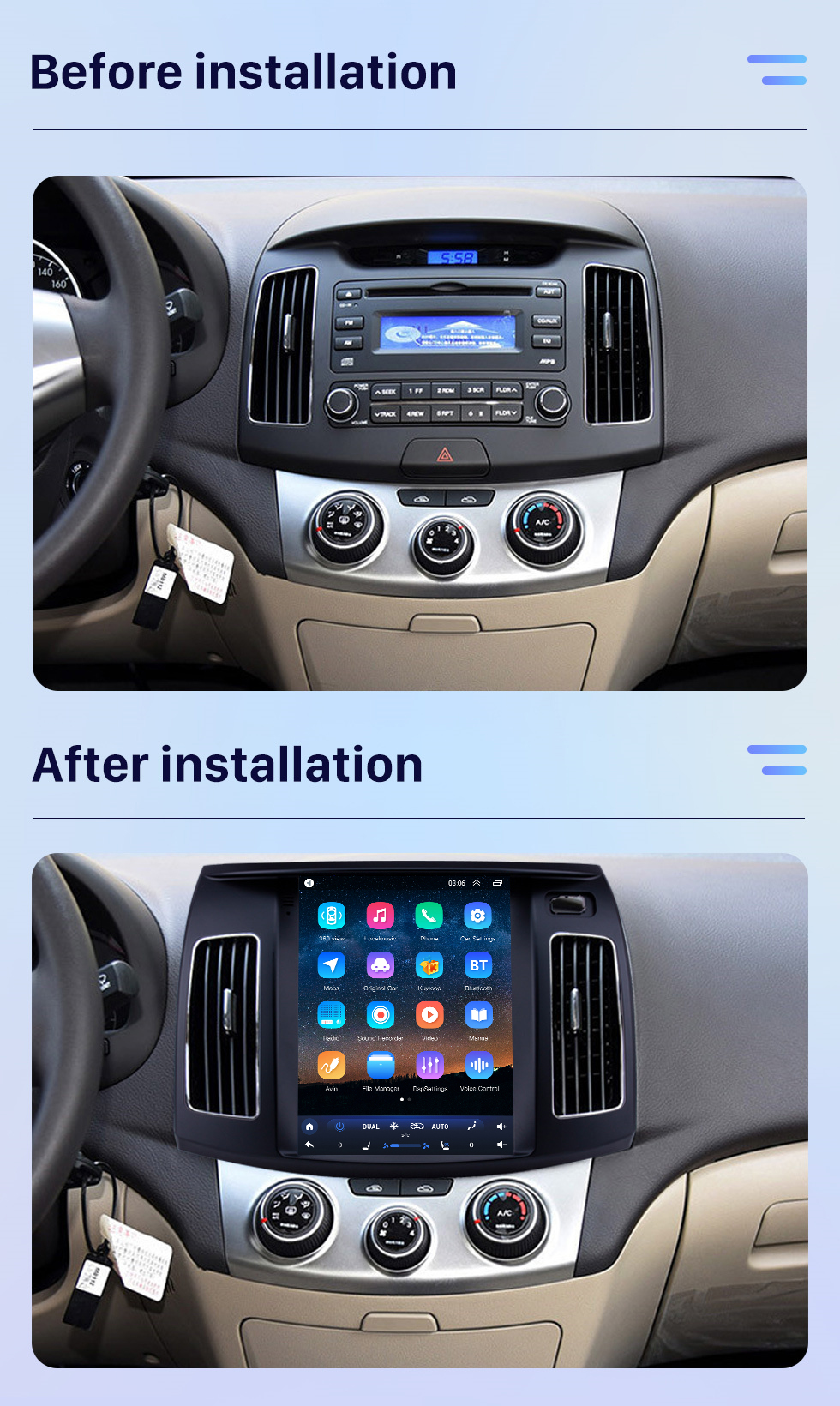 Seicane Pantalla táctil HD para 2011-2016 Hyundai Elantra Radio Android 10.0 Sistema de navegación GPS de 9.7 pulgadas con soporte USB Bluetooth TV digital Carplay