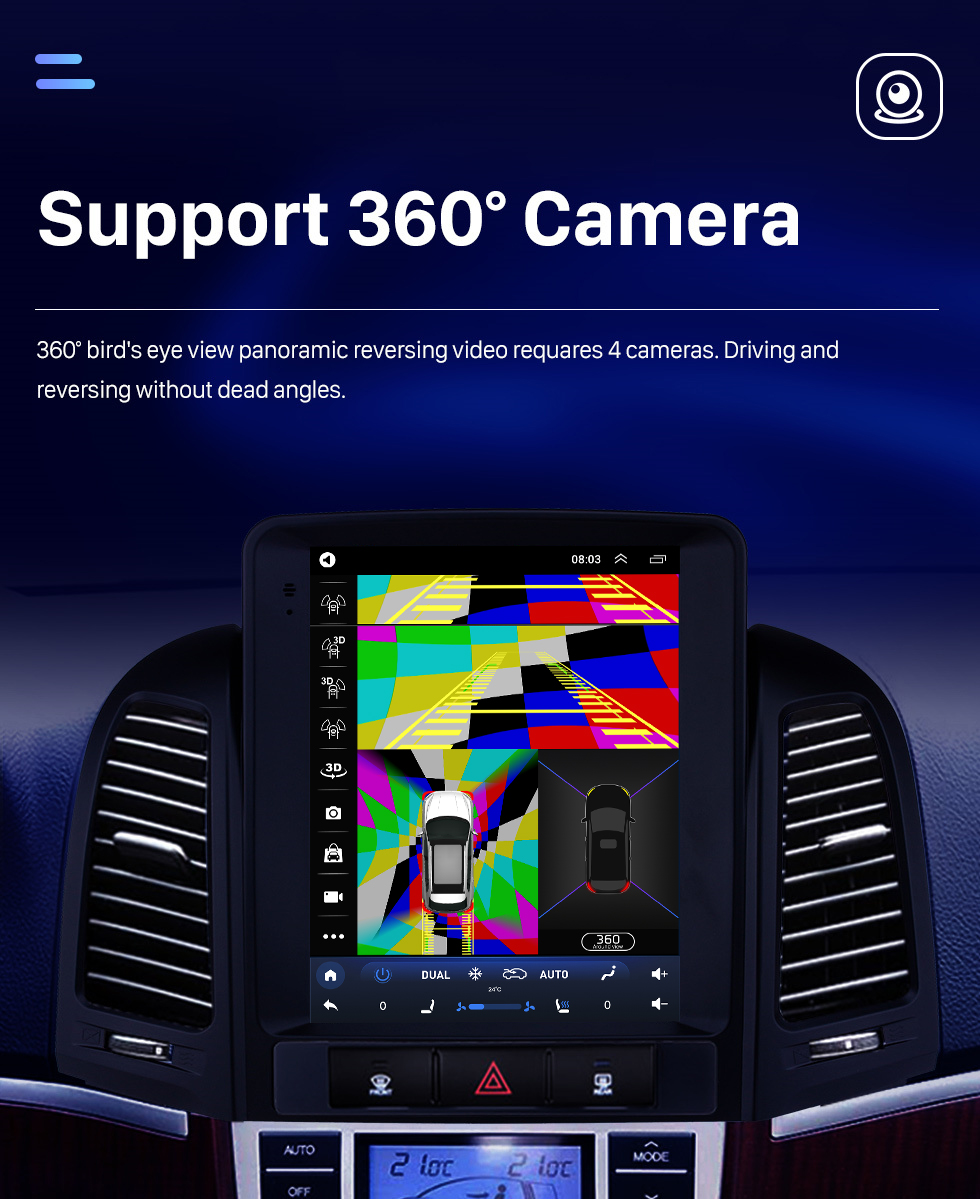 Seicane Écran tactile HD 2005-2012 Hyundai Santafe Android 10.0 9,7 pouces Radio de navigation GPS Prise en charge Bluetooth Commande au volant Carplay