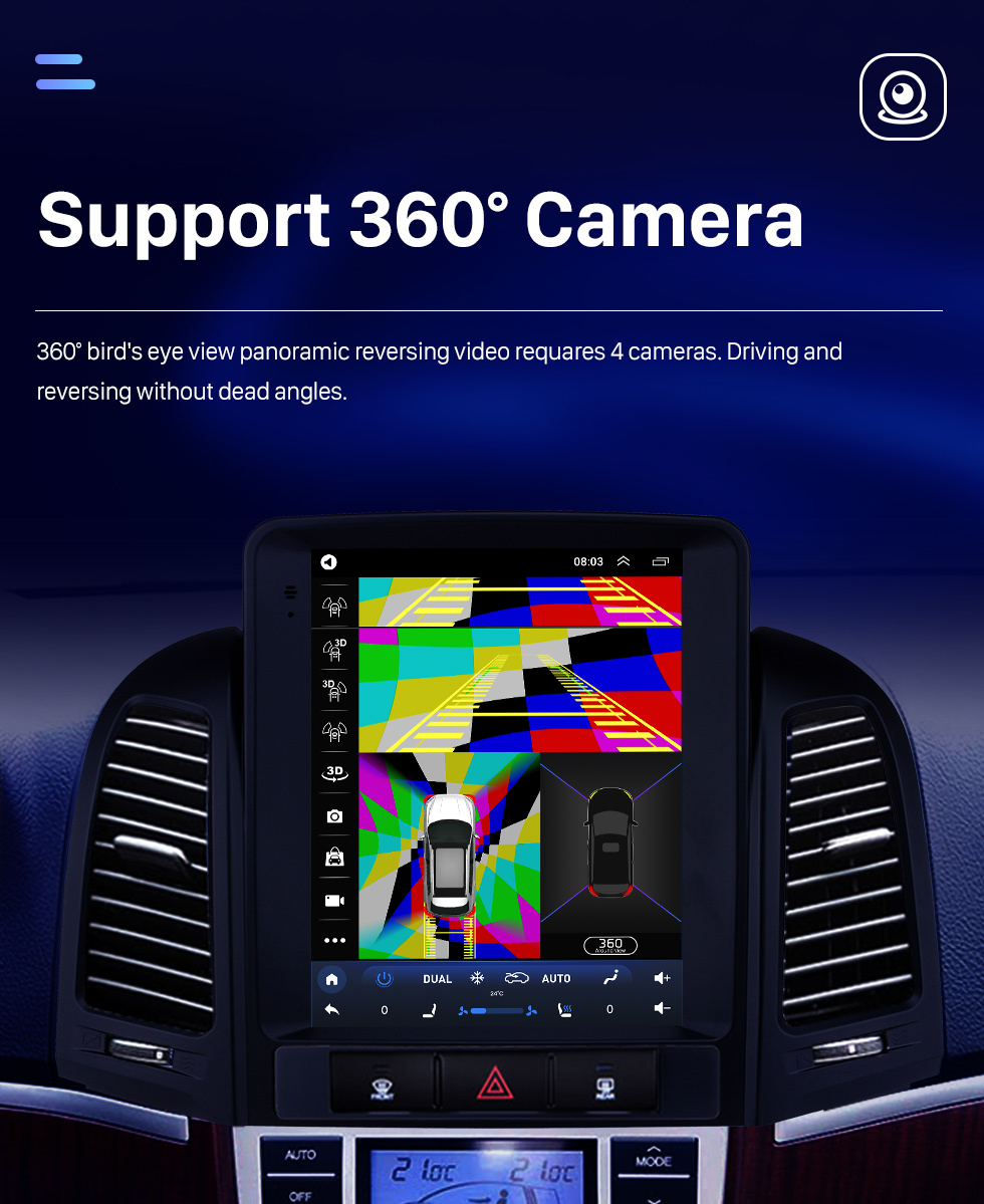 Seicane Tela sensível ao toque HD 2005-2012 Hyundai Santafe Android 10.0 9,7 polegadas Navegação GPS Rádio Bluetooth com suporte para controle de volante Carplay