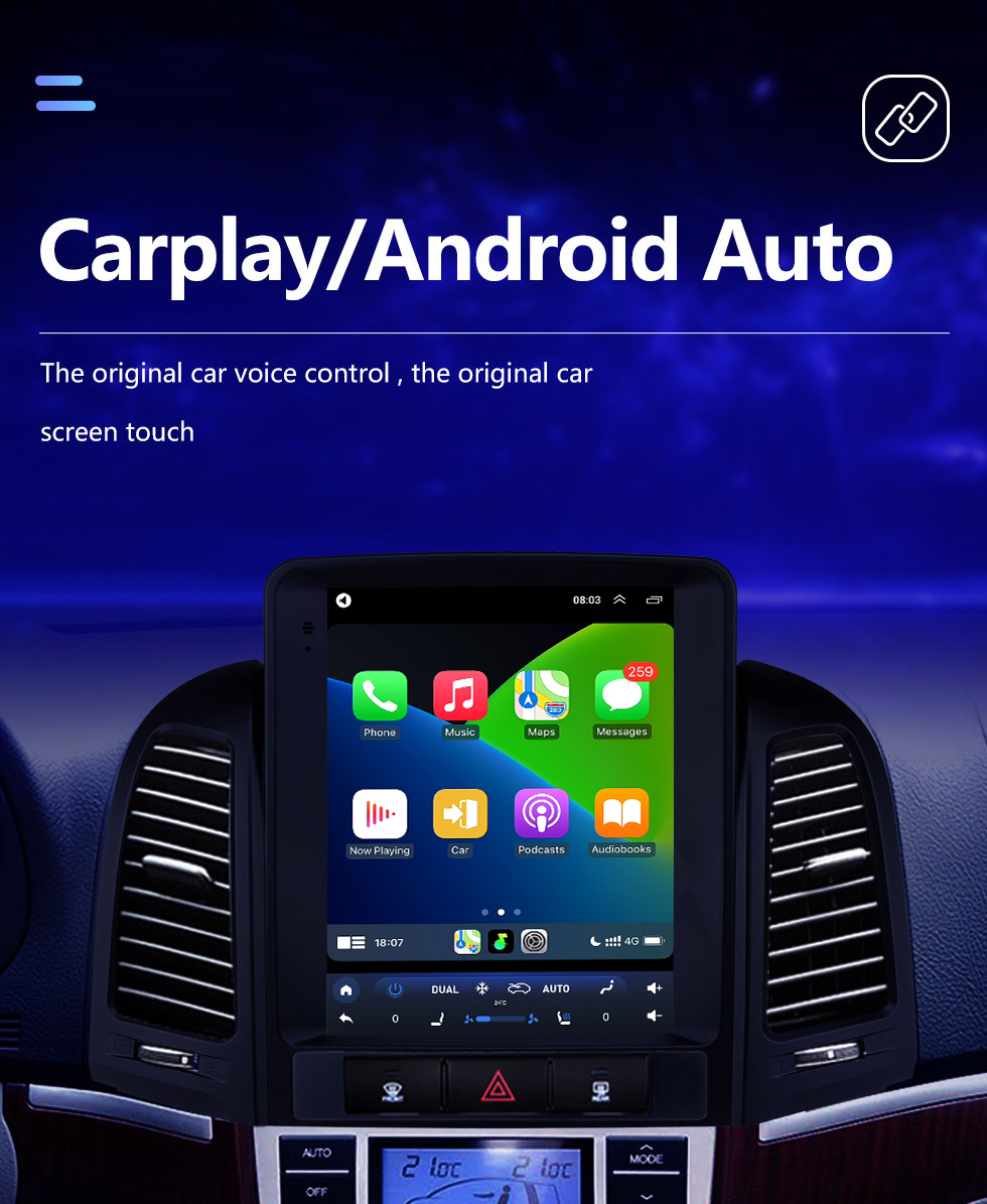 Seicane HD-Touchscreen 2005–2012 Hyundai Santafe Android 10.0 9,7 Zoll GPS-Navigation Radio Bluetooth-Unterstützung Lenkradsteuerung Carplay