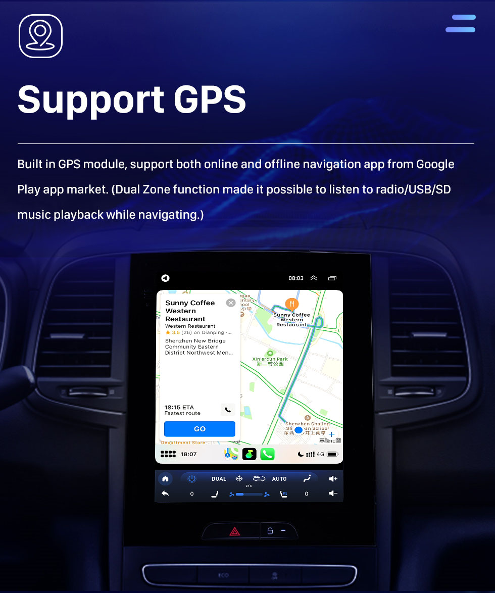 Seicane 9,7 polegadas Android 10.0 2015 Renault Koleos GPS Navegação Rádio com HD Touchscreen Bluetooth Suporte de música Carplay Mirror Link