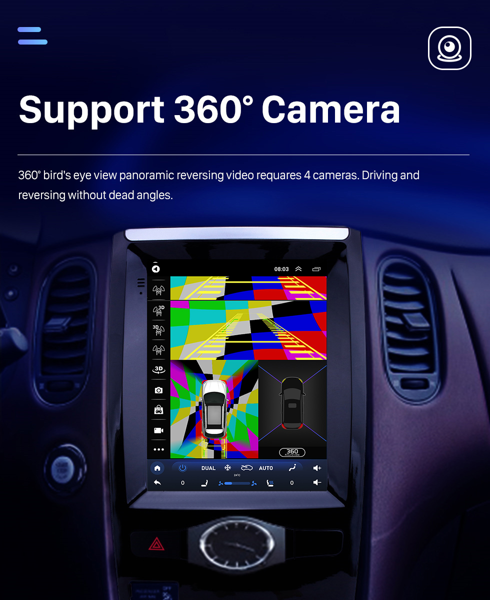 Seicane 2013-2017 Nissan Infiniti QX50 9.7 pulgadas Android 10.0 Radio de navegación GPS con pantalla táctil HD Bluetooth WIFI compatible con Carplay Cámara trasera