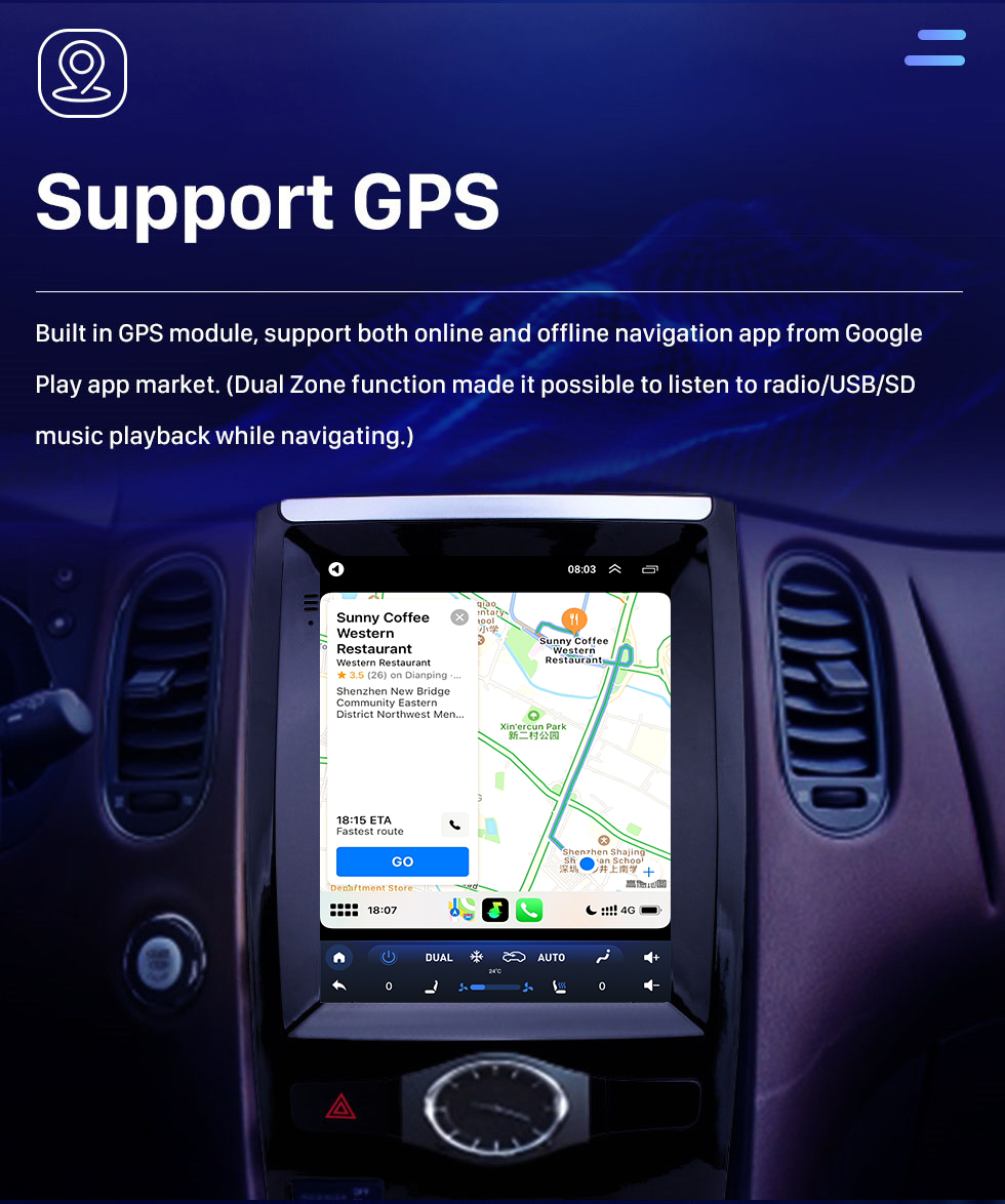 Seicane 2013-2017 Nissan Infiniti QX50 9.7 pulgadas Android 10.0 Radio de navegación GPS con pantalla táctil HD Bluetooth WIFI compatible con Carplay Cámara trasera