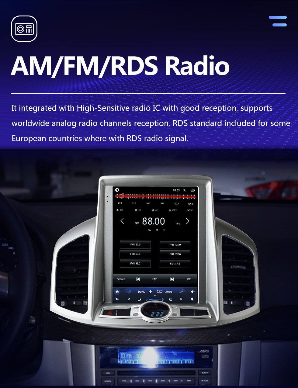 Seicane Android 10.0 9,7 pouces pour 2012-2017 Chevy Chevrolet Captiva Radio avec système de navigation GPS à écran tactile HD Prise en charge Bluetooth Carplay TPMS