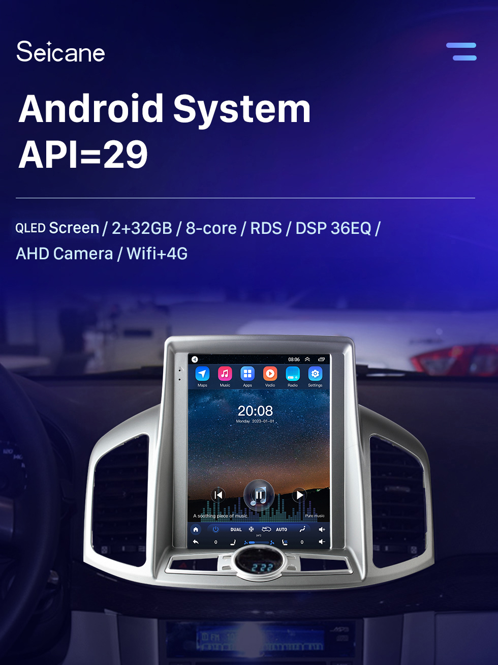 Seicane Android 10.0 9,7 pouces pour 2012-2017 Chevy Chevrolet Captiva Radio avec système de navigation GPS à écran tactile HD Prise en charge Bluetooth Carplay TPMS