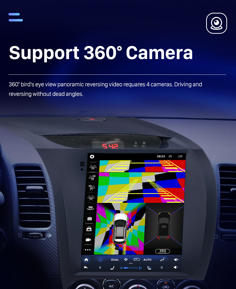 Seicane 9,7 pouces Android 10.0 2013-2017 Radio de navigation GPS Kia K3 avec support Bluetooth à écran tactile HD Carplay