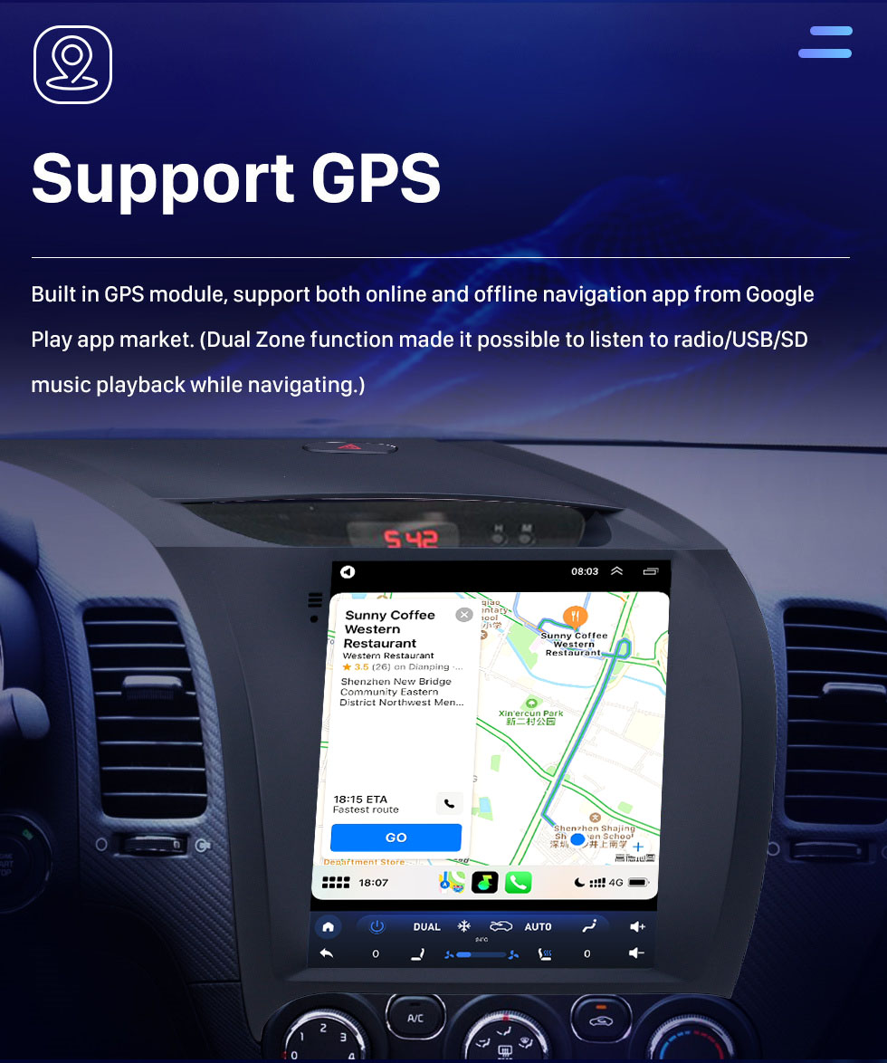 Seicane 9,7 Zoll Android 10.0 2013-2017 Kia K3 GPS-Navigationsradio mit HD-Touchscreen Bluetooth-Unterstützung Carplay