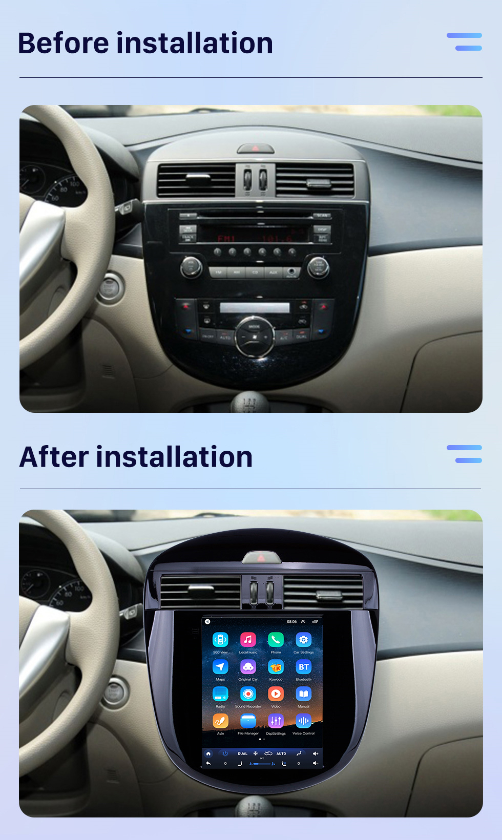 Seicane 2011-2015 Nissan Tiida 9,7 pouces Android 10.0 Radio de navigation GPS avec écran tactile HD Prise en charge Bluetooth WIFI Carplay Caméra arrière