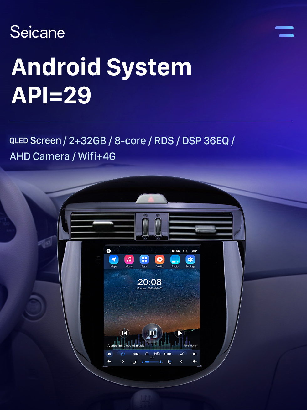 Seicane HD Touchscreen für 2011-2015 Nissan Tiida Radio Android 10.0 9,7 Zoll GPS Navigationssystem mit Bluetooth USB Unterstützung Digital TV Carplay
