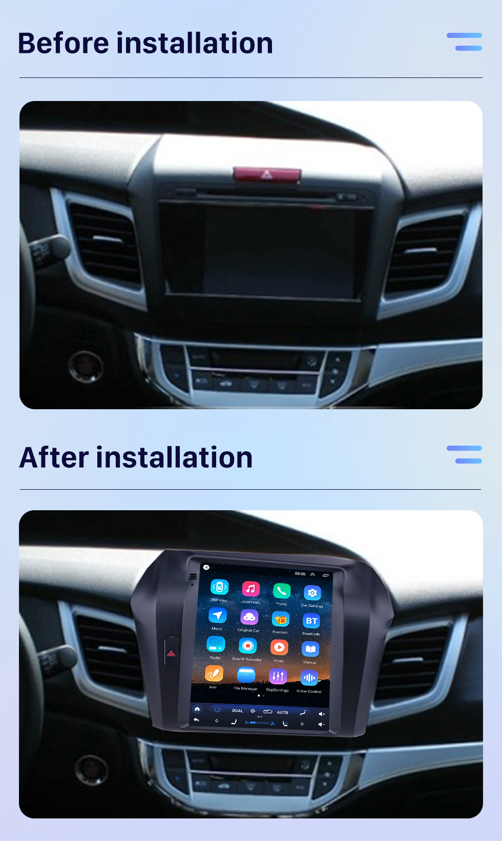 Seicane Écran tactile HD 2013 Honda Jade Android 10.0 9,7 pouces Navigation GPS Radio Bluetooth Prise en charge WIFI Commande au volant Carplay