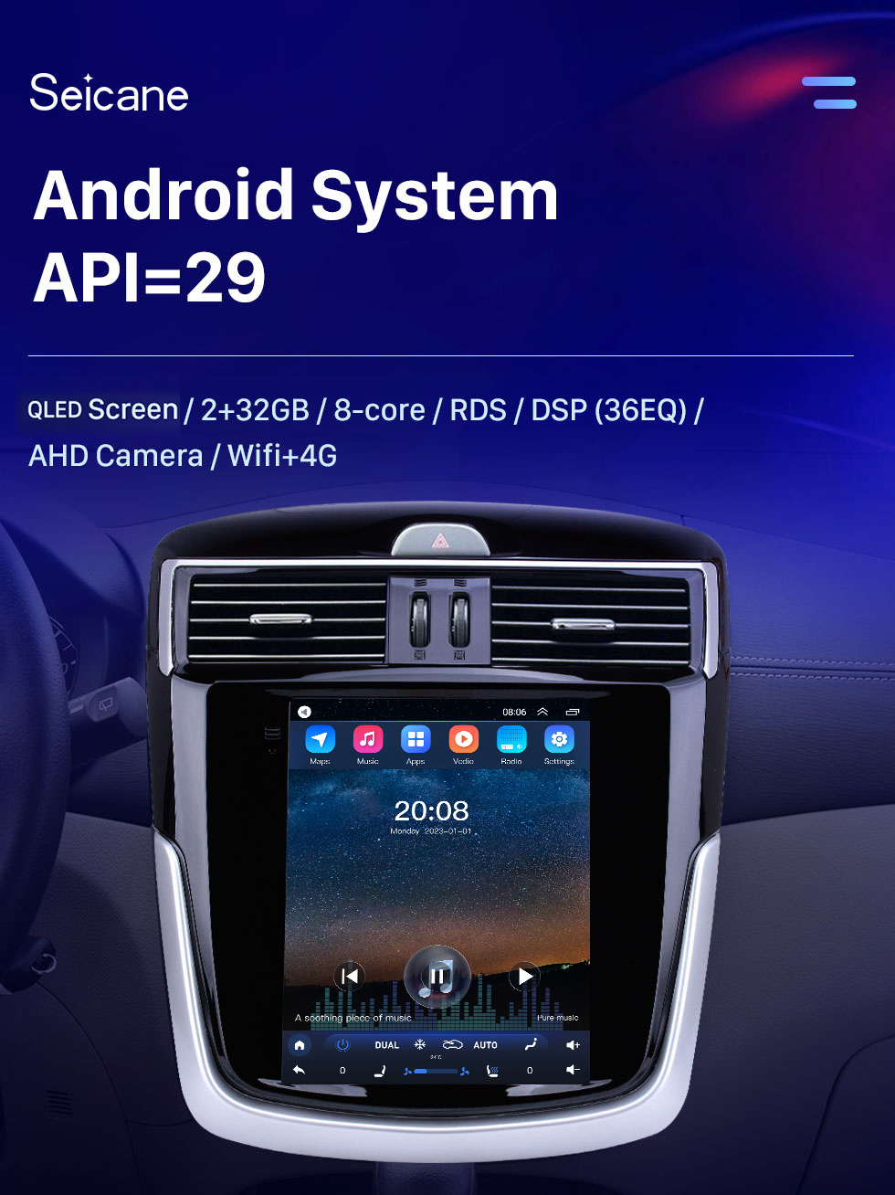 Seicane Radio con navegación GPS Android 10.0 de 9.7 pulgadas para Nissan Tiida 2016 con pantalla táctil HD Bluetooth AUX compatible con Carplay DVR OBD2