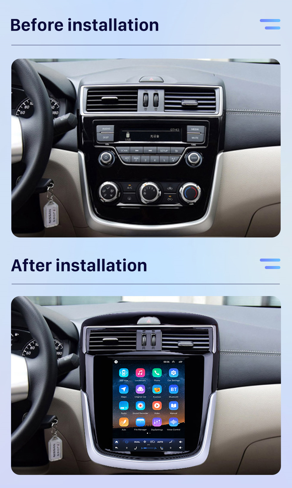 Seicane 9.7 Inch HD Touchscreen for 2016 Nissan Tiida Car Radio Bluetooth Carplay Stereo System Support AHD Camera