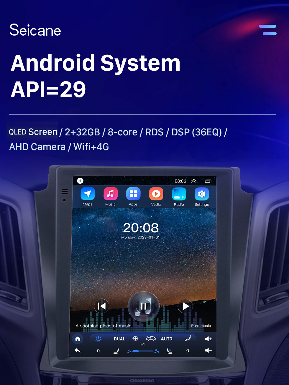Seicane 2017 Changan CS75 9,7 Zoll Android 10.0 GPS Navigationsradio mit HD Touchscreen Bluetooth WIFI Unterstützung Carplay Rückfahrkamera