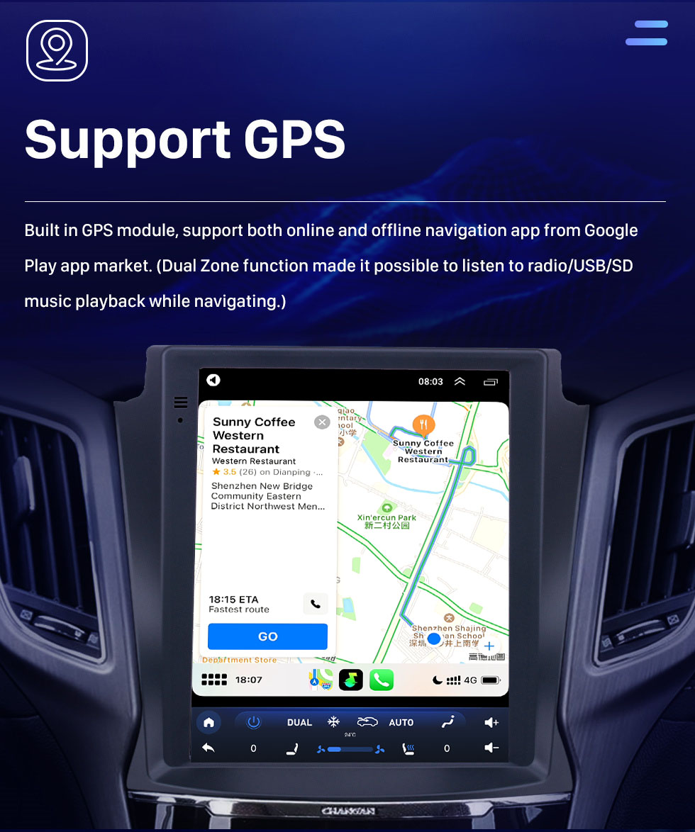 Seicane 2017 Changan CS75 9,7-дюймовый Android 10.0 GPS-навигация Радио с сенсорным экраном HD Bluetooth WIFI Поддержка Carplay Задняя камера