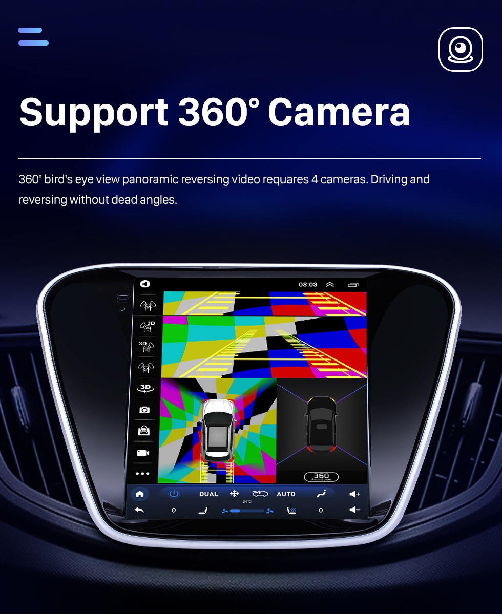 Seicane 9,7 pouces Android 10.0 2016 Chevy Chevrolet Cavalier Radio de navigation GPS avec support Bluetooth à écran tactile HD Carplay Mirror Link