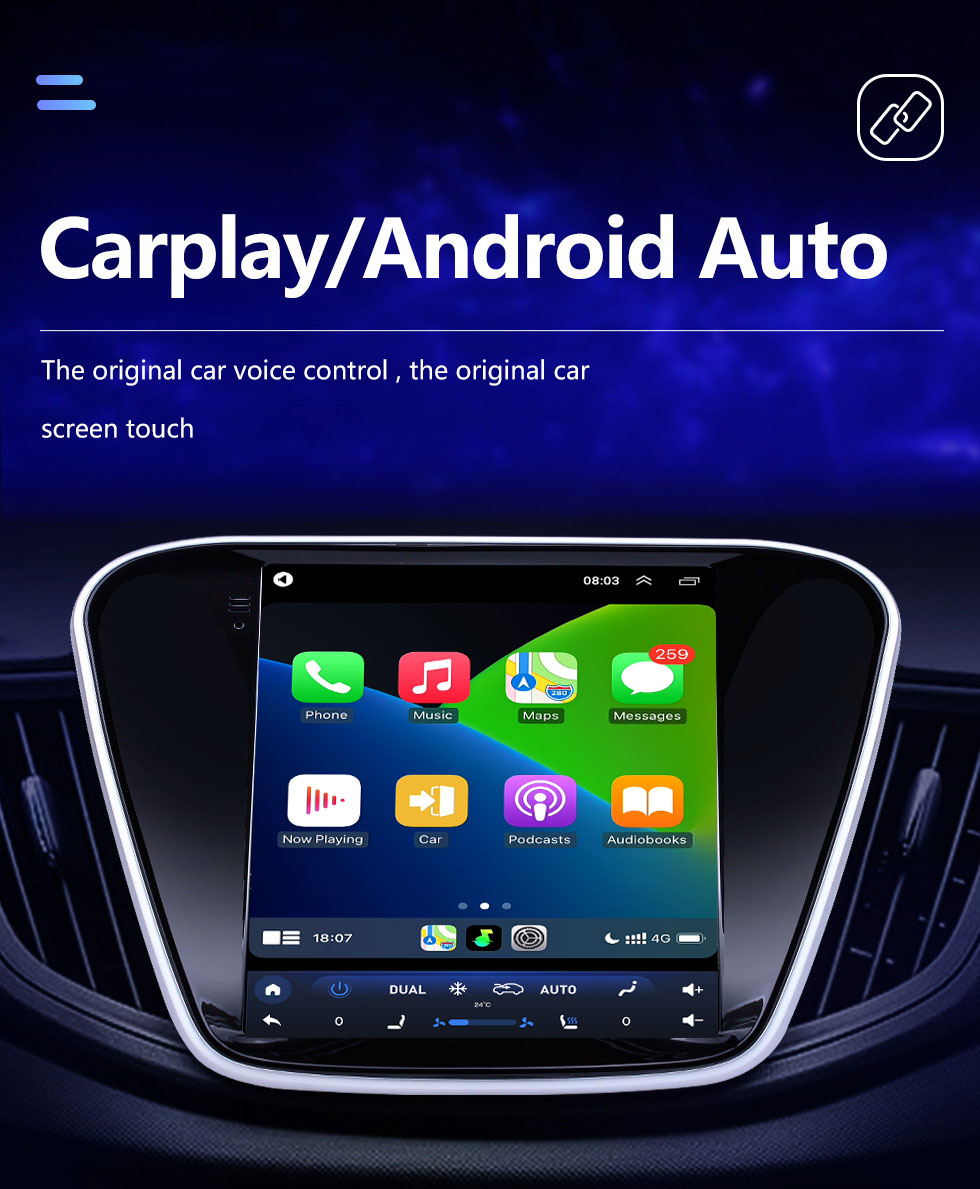 Seicane 9,7 pouces Android 10.0 2016 Chevy Chevrolet Cavalier Radio de navigation GPS avec support Bluetooth à écran tactile HD Carplay Mirror Link