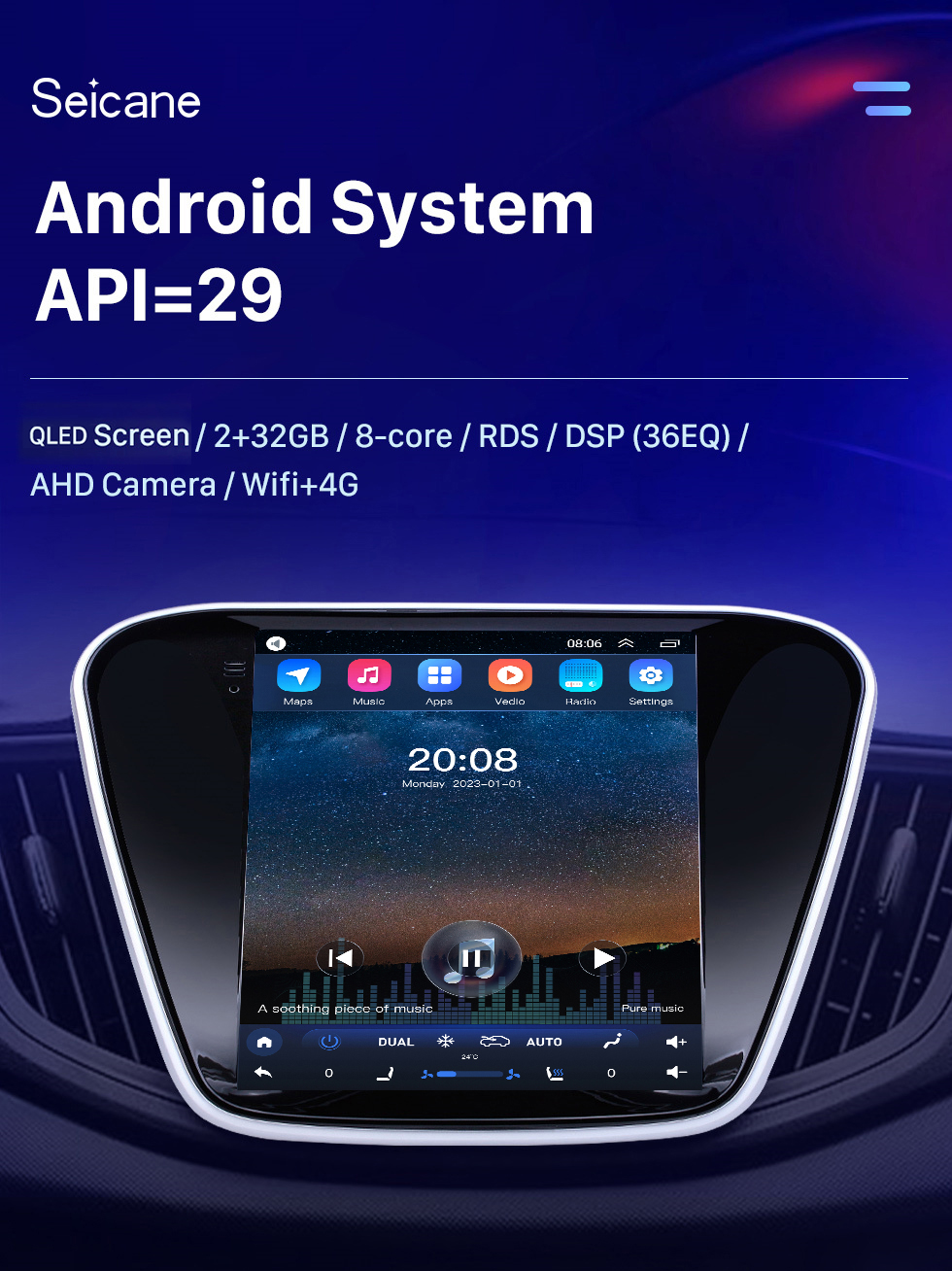 Seicane 9,7 Zoll Android 10.0 2016 Chevy Chevrolet Cavalier GPS-Navigationsradio mit HD-Touchscreen-Bluetooth-Unterstützung Carplay Mirror Link