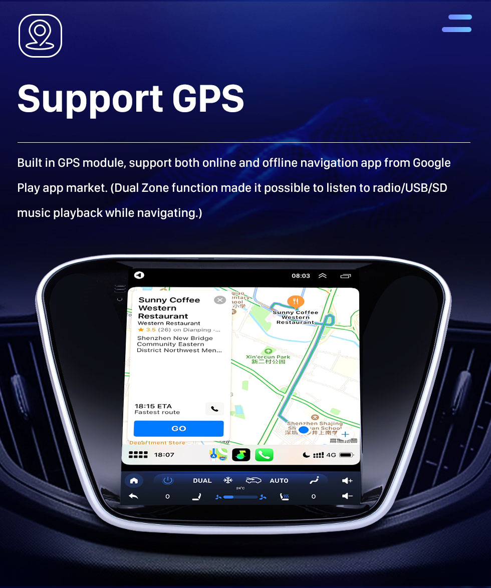Seicane 9.7 pulgadas Android 10.0 2016 Chevy Chevrolet Cavalier Radio de navegación GPS con pantalla táctil HD Soporte Bluetooth Carplay Mirror Link