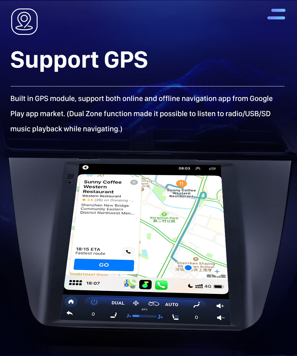 Seicane 2017 MG ZS 9,7 pouces Android 10.0 Radio de navigation GPS avec écran tactile HD Prise en charge Bluetooth WIFI AUX Carplay Caméra de recul