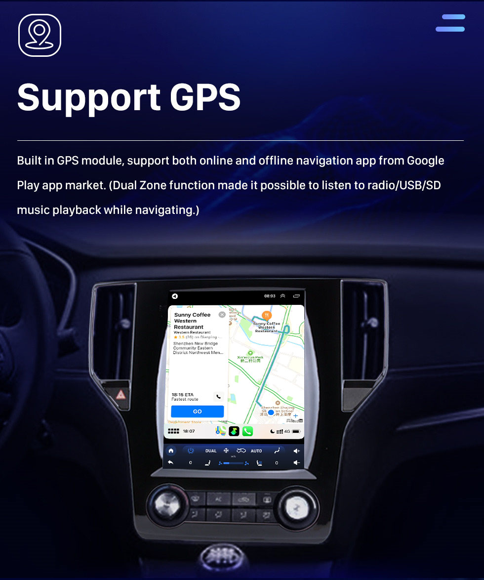 Seicane HD-Touchscreen für 2016 2017 2018 Roewe RX5 Radio Android 10.0 9,7 Zoll GPS-Navigation Bluetooth-Unterstützung Lenkradsteuerung Carplay